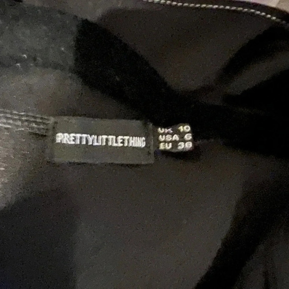 Pretty little thing black white lined button down long sleeve shirt Sz 6 - Picture 5 of 11